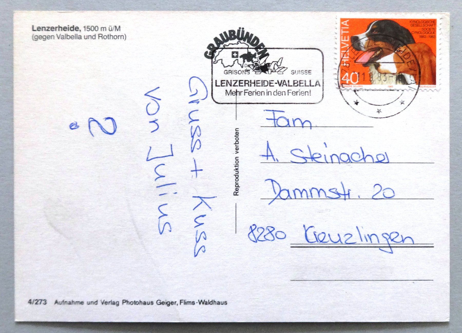 Cartoline postali: Lenzerheide, 1500 m ü.M. – Difettoso da Fétigny venduto da Billy2miny 1
