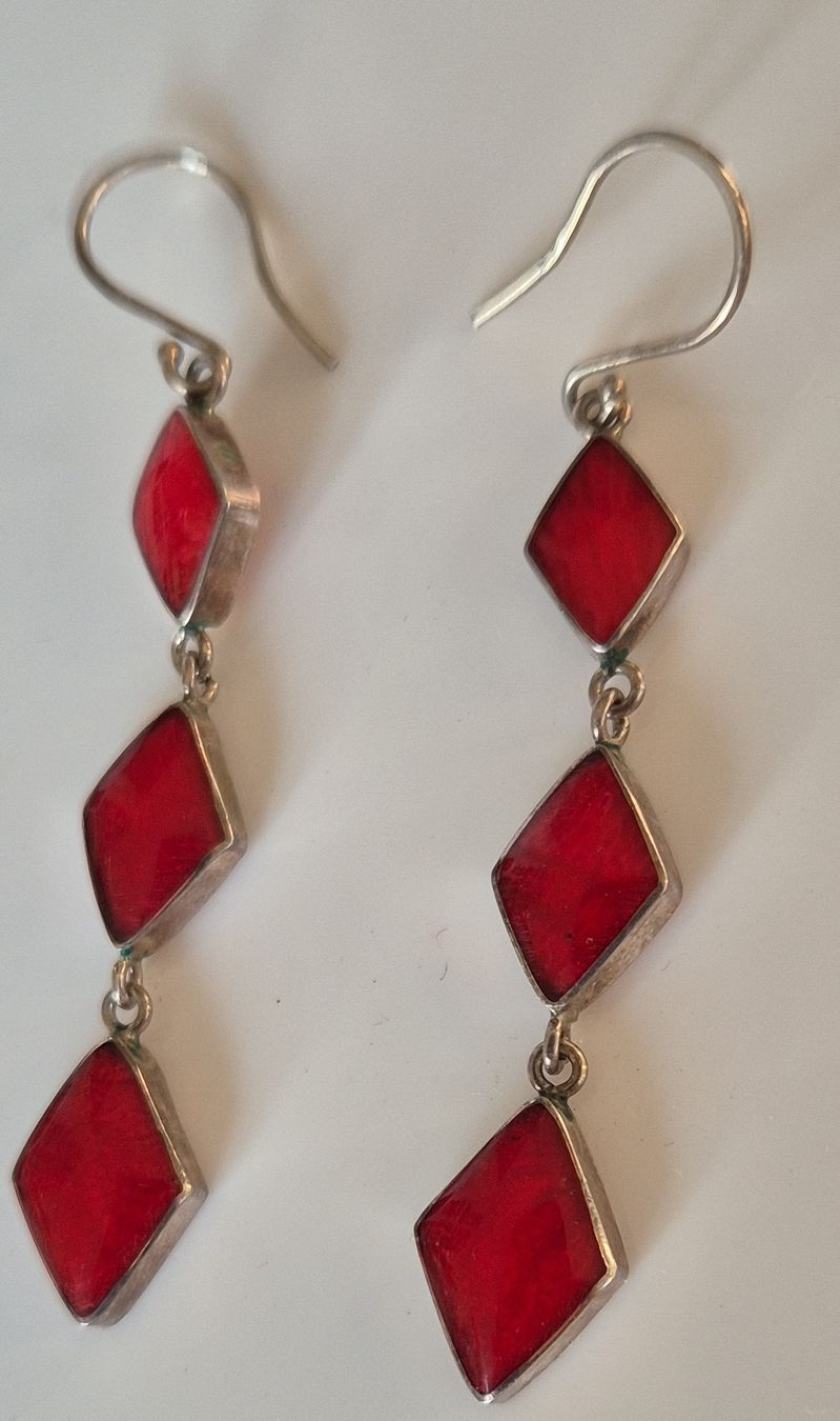 Orecchini pendenti & Orecchini a lobo: Elegante Silber Ohrringe mit roten Steinen – Nuovo (secondo la descrizione) da Rothenfluh venduto da cfb_rf75