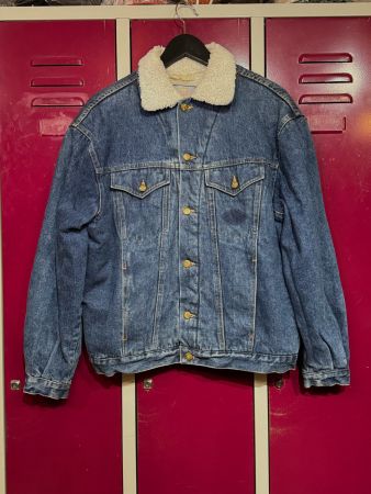VINTAGE 80s GENERAL COMPANY SHERPA DENIM JACKET SZ: S