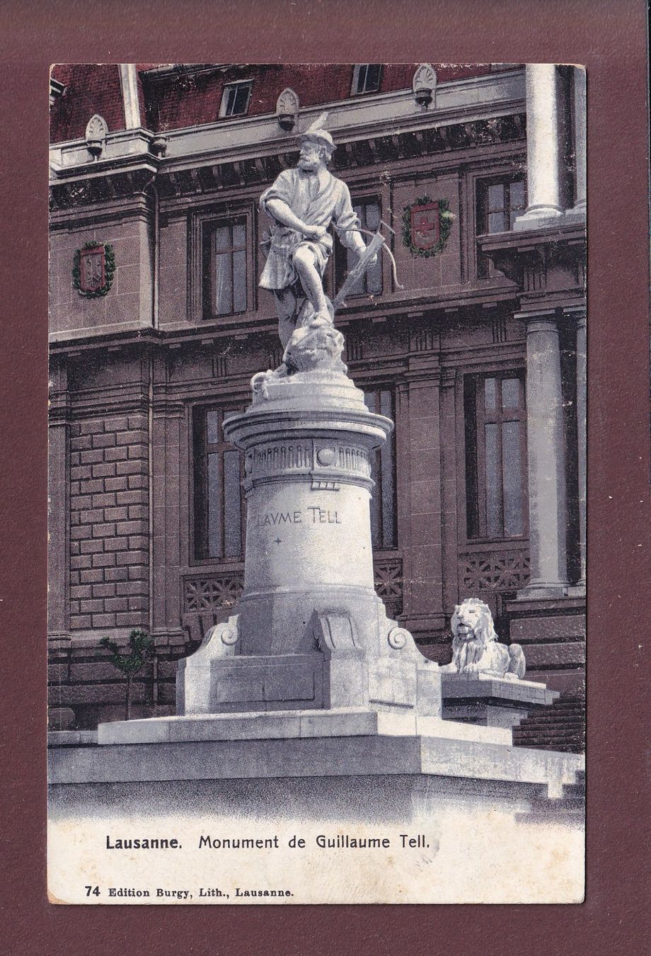 Cartoline postali: LAUSANNE - Monument Tell - 1906 – Usato da Pully venduto da nicecards