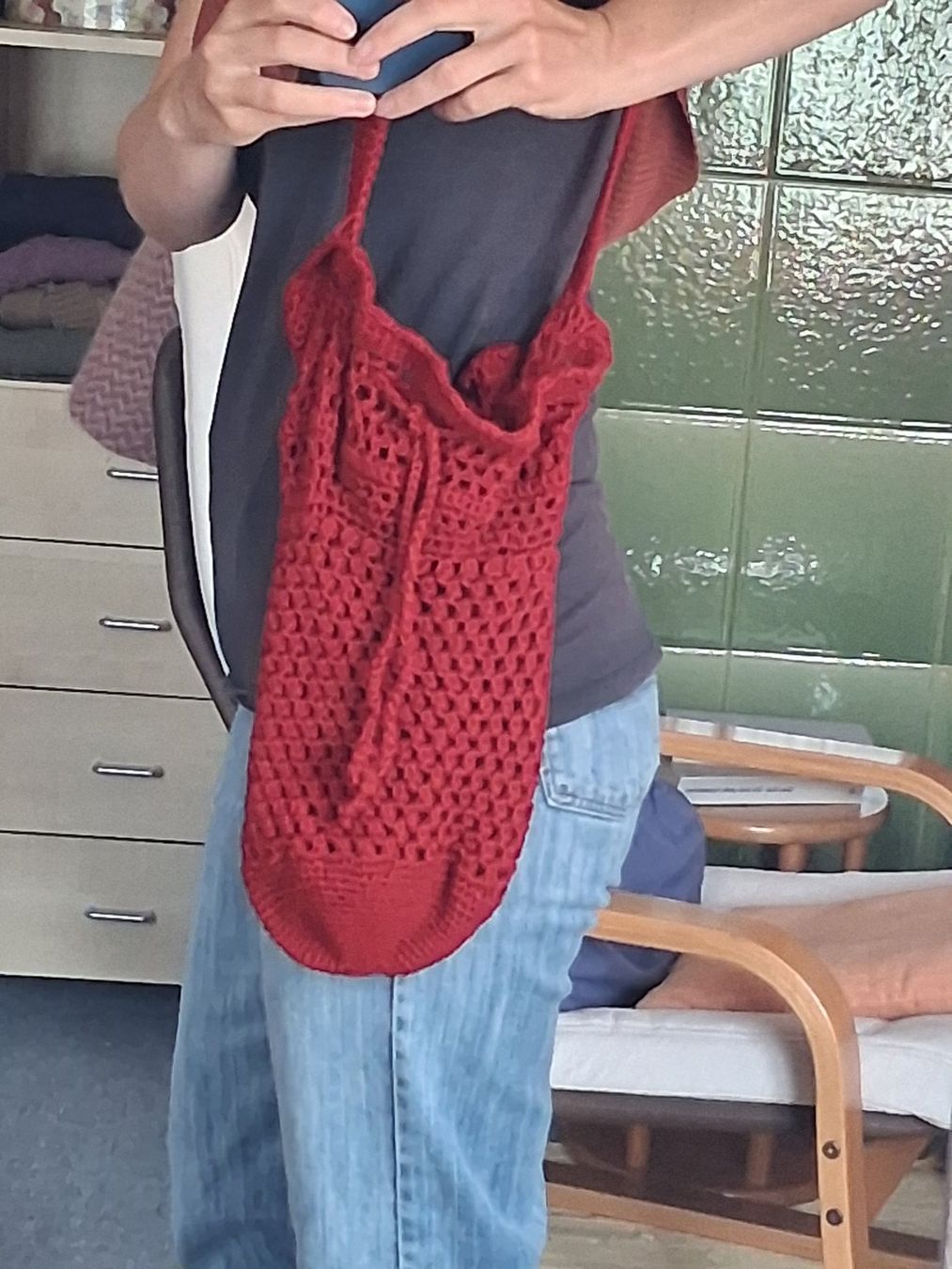 Borse: Gehäkelte Handtasche Rot, Wolle, handmade – Usato da Wald ZH venduto da e8e 1