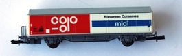 Spur N Roco Austria SBB Schiebewandwagen Coop Konserven midi