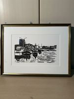Linogravure originale signée encadrée 21/20