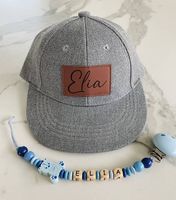 Kleinkind-Cap Gr. 50 & Nuggikette mit Namen "ELIA" (NEU)