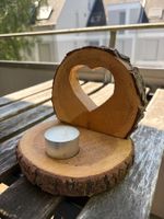 Handgefertigter Holz-Teelichthalter mit Herzform