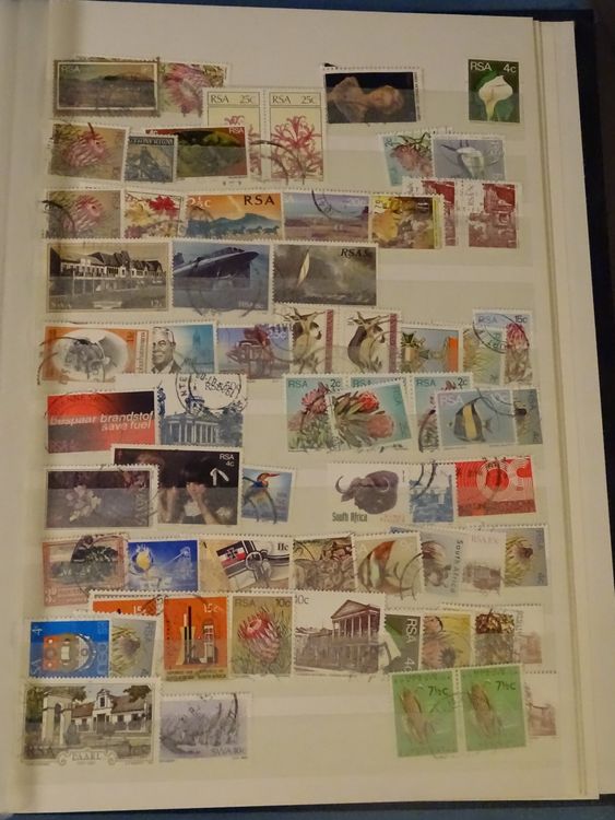 Südafrika Steckalbum schwarz 16 Seiten, v.a. gest. Marken 9