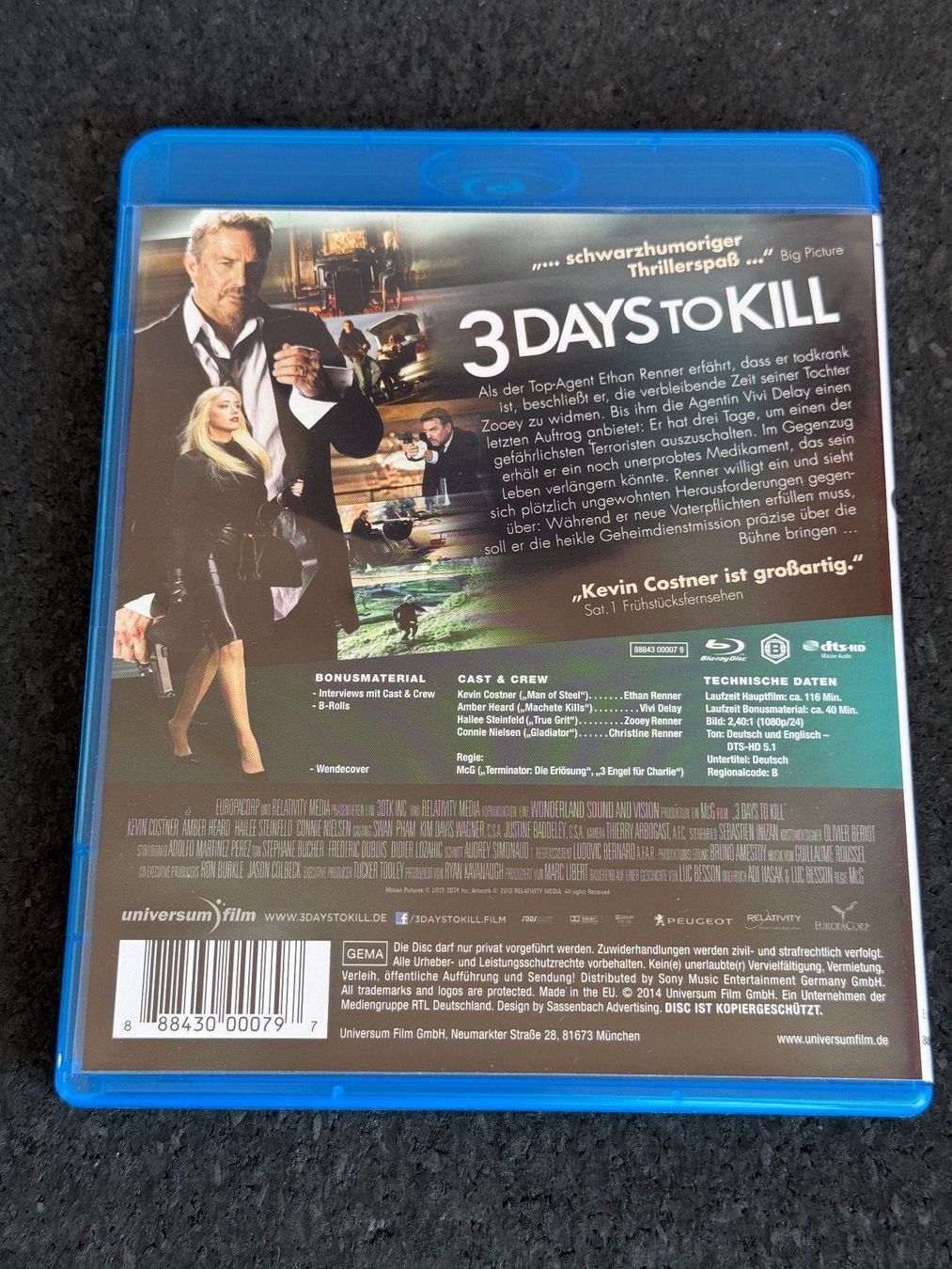Tutti i DVDs: 3 Days to Kill Blu-ray Disc DE/EN – Usato da Fribourg venduto da tschjoly 1