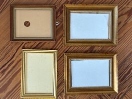 4 Vintage-Holzbilderrahmen mit goldfarbenem Finish ohne Glas