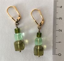 Boucles oreilles Ag doré & Swa. vert Cub /Ohrstecker vergold