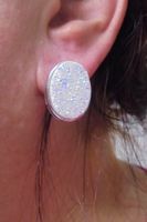 Echtschmuck: Perlenschimmer Glitzer-Quarz Ohrstecker