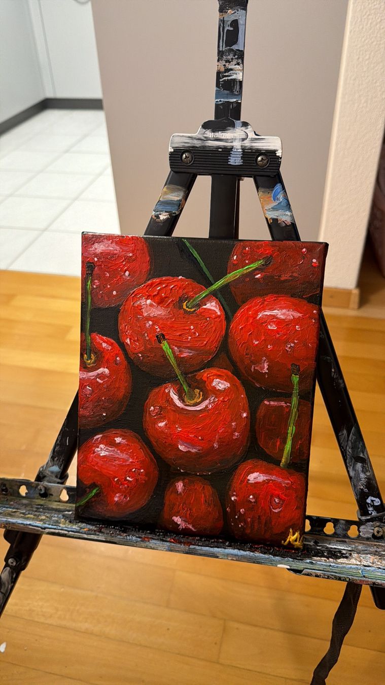 Dipinti: Kirschen Gemälde, Original Gemälde 25x20cm – Nuovo e nell'imballaggio originale da Pfäffikon SZ venduto da Andrei_Moro_Kunst 3