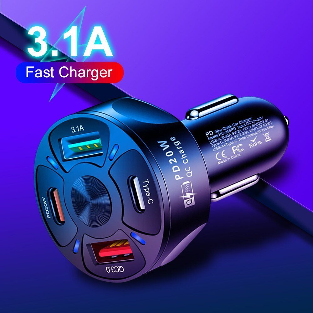 Caricabatterie: Universal Auto-Ladegerät: 2xUSB+ & 2xTyoe C, 30W Leistung – Nuovo e nell'imballaggio originale da Untersiggenthal venduto da Zarkok 2