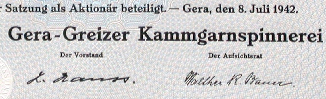 Documenti: Gera-Greizer Kammgarnspinnerei, Gera - 1942 – Usato da Solothurn venduto da Sgasche 1