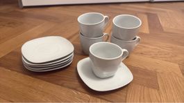 6 x Kaffeeset, Keramik, Weiss, für gemütliche Stunden
