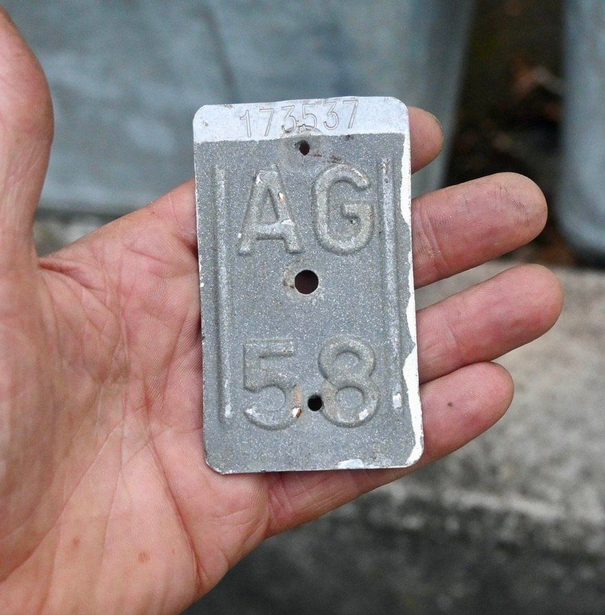 Insegne: Velonummer AG 58 von 1958 - Aargau – Usato da Pfaffhausen venduto da mono_rec 2