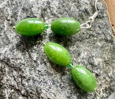 Nephrit Jade Ohrringe Silber 925 handgefertigtes Unikat Neu