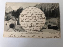 Ansichtspostkarte Albulatunnel Nord- und Südportal 1907