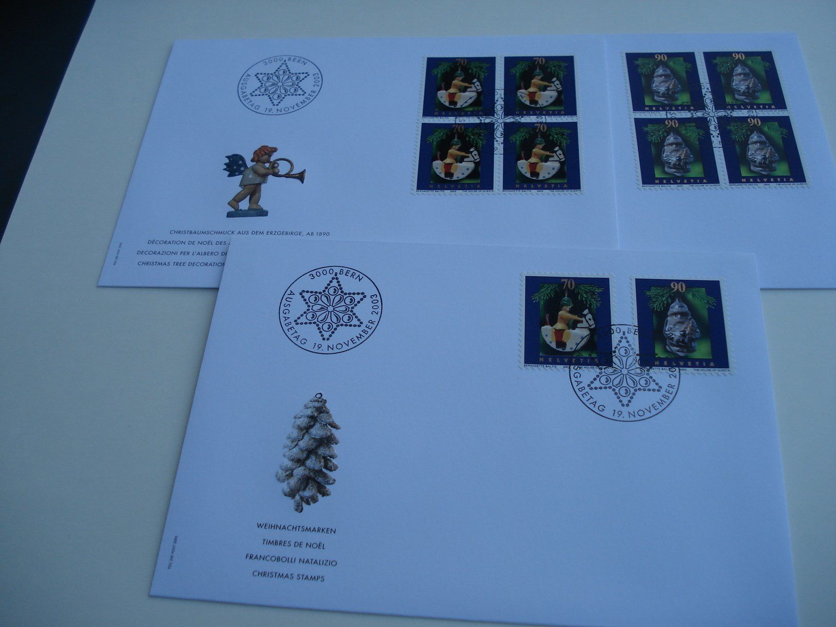 Tutti i francobolli: Satz Weihnachten 2003, FDC Einzel+ 4erblock, 3 Be – Usato da Niederwil AG venduto da morostahu 1