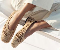 ZARA Sommer Ballerinas gehäkelt beige Grösse 39 (38) NEU