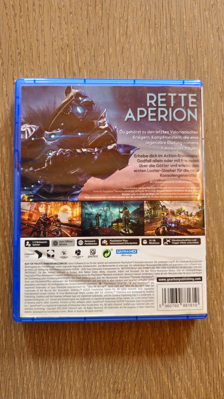 Sony Giochi: PS5, Game, PlayStation, Gearbox Godfall, OVP – Nuovo (secondo la descrizione) da Sirnach venduto da TheMrFreeman 1