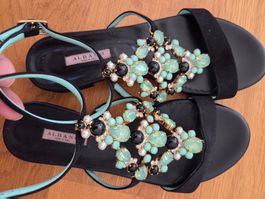 Schmuckbesetzte Ledersandalen Albano Gr 38