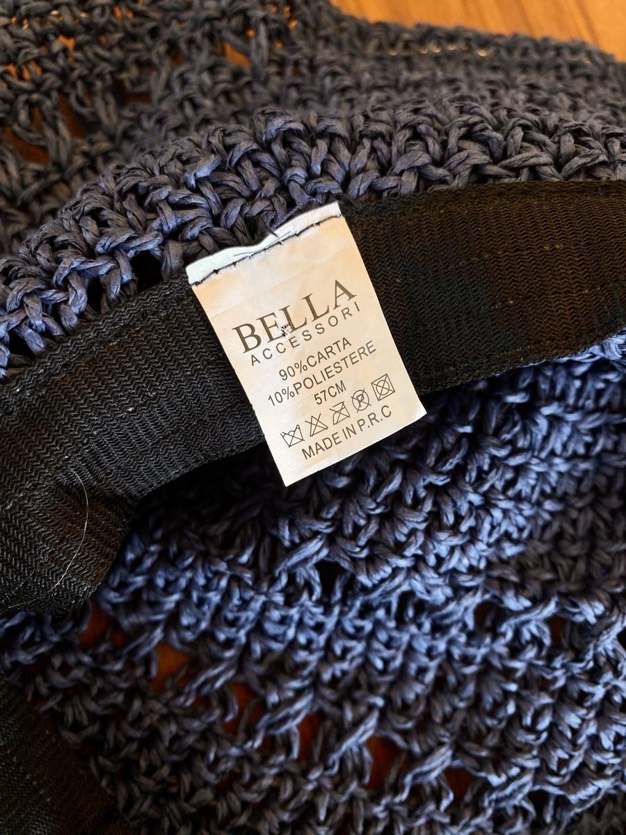 Copricapi, berretti & cappellini: Gehäkelter Sonnenhut Basthut, Grösse 57, blau – Usato da Zürich venduto da blancali 3