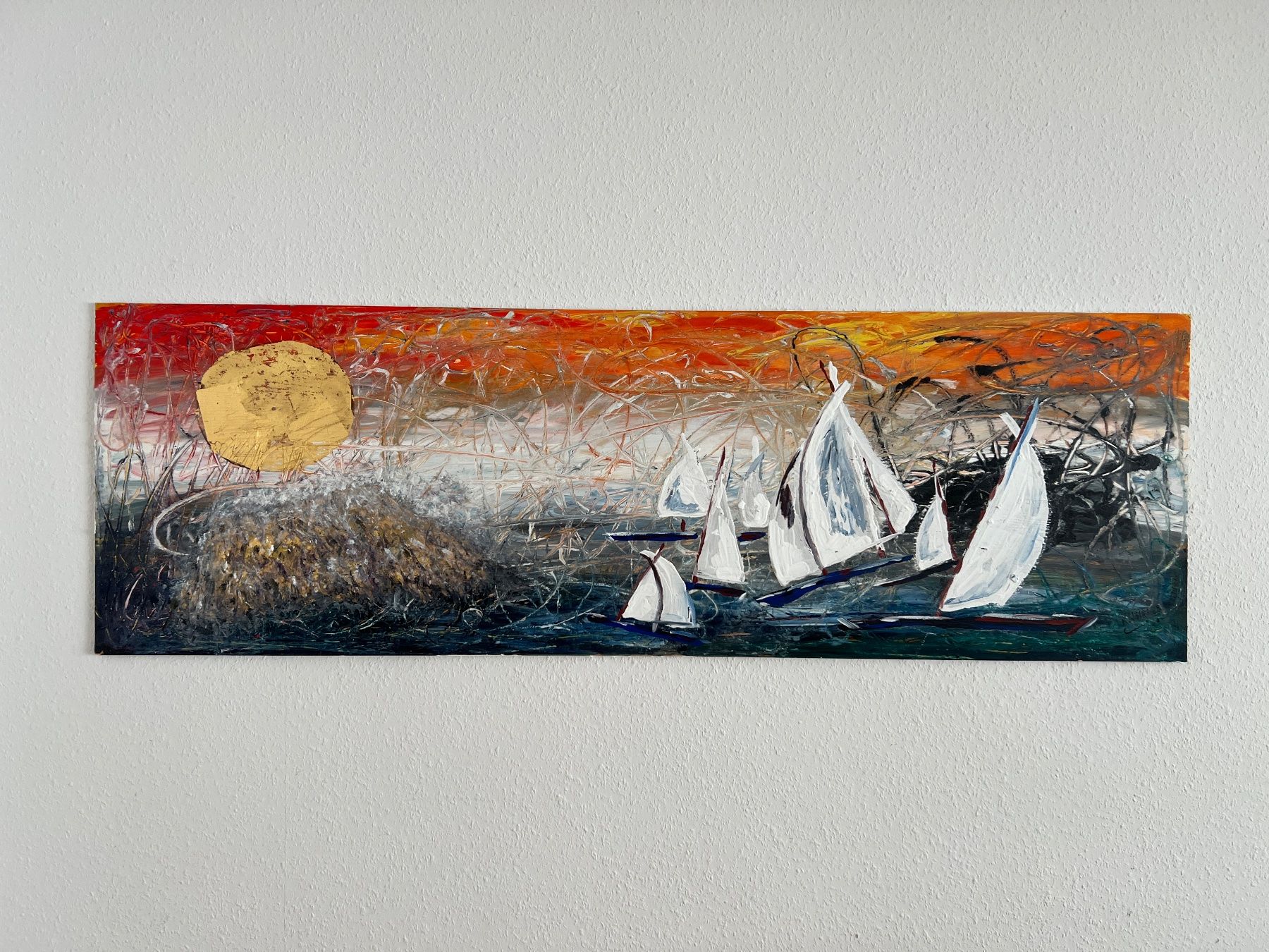 Dipinti: Bild Gemälde "Segelboote" Kunst Sonne Schiff – Usato da Sennhof venduto da Dealmonster