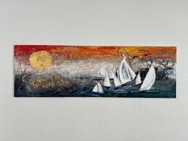 Bild Gemälde "Segelboote" Kunst Sonne Schiff