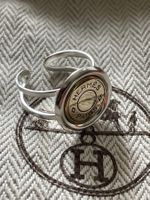 Bague Clou de Selle Hermès en argent massif doré / argent