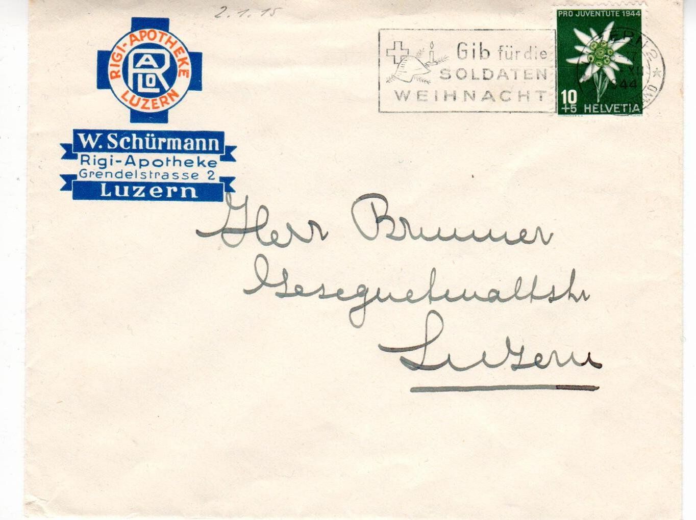 Tutti i francobolli: Brief Luzern 1944 – Usato da Wolhusen venduto da Curver9
