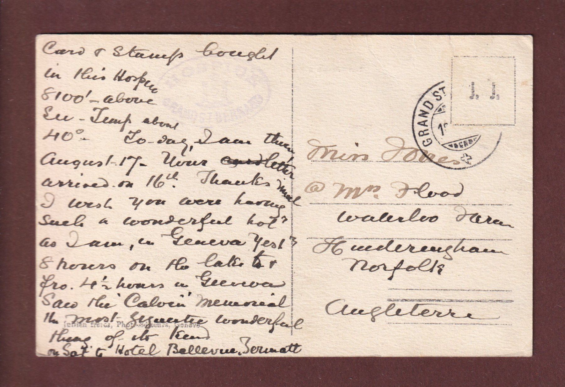 Cartoline postali: Hospice du GRAND-SAINT-BERNARD – Usato da Pully venduto da nicecards 1