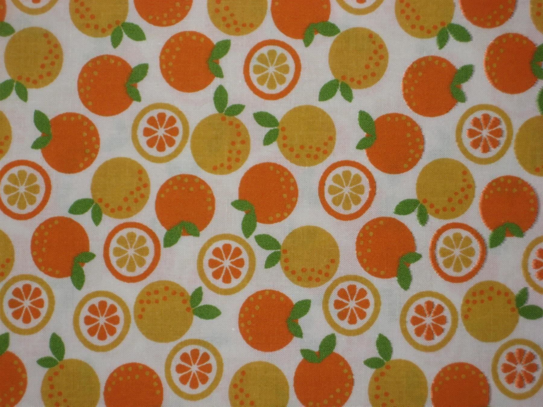Tessuti: Baumwollstoff weiss mit Orangen – Nuovo e nell'imballaggio originale da Füllinsdorf venduto da Schlupp 1