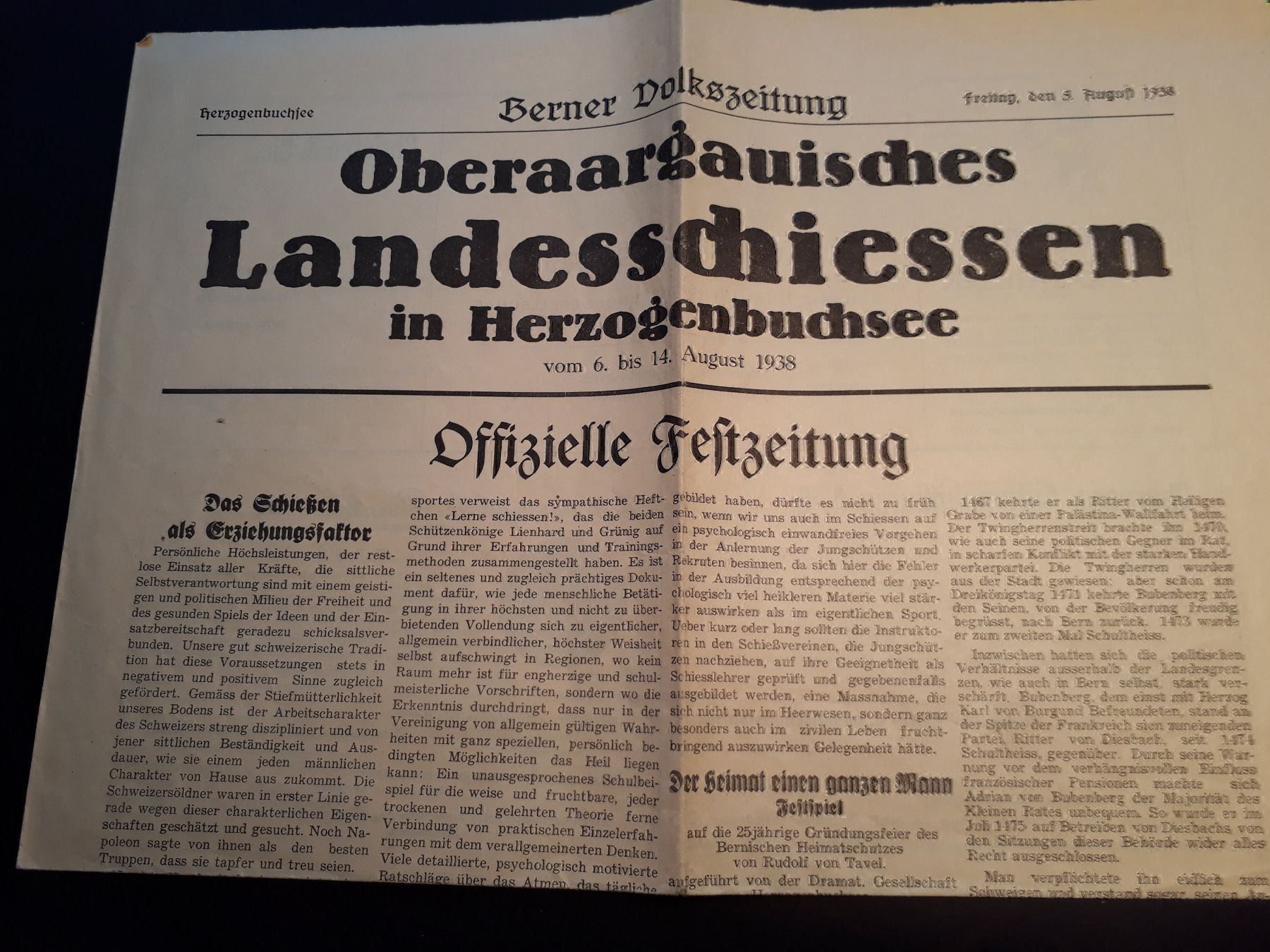 Dokumente: Oberaargauisches Landesschiessen 1938 – Gebraucht aus Herzogenbuchsee von Herkules9