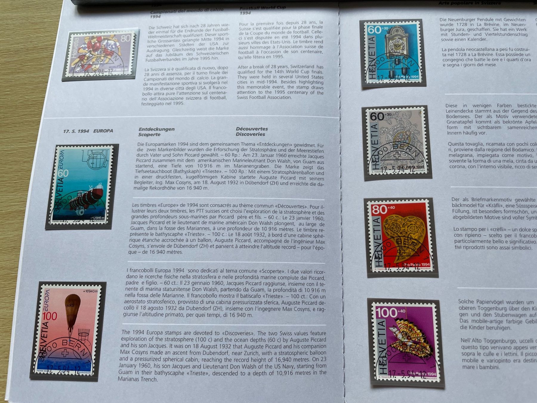 Tutti i francobolli: Carnet timb. 1994 prix poste 36.- SBK 85.- – Usato da Sonceboz-Sombeval venduto da Comment2 3