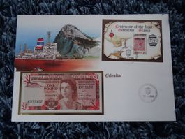 Notenbrief Gibraltar mit unzirkulierter 1 Pfund Note 1983