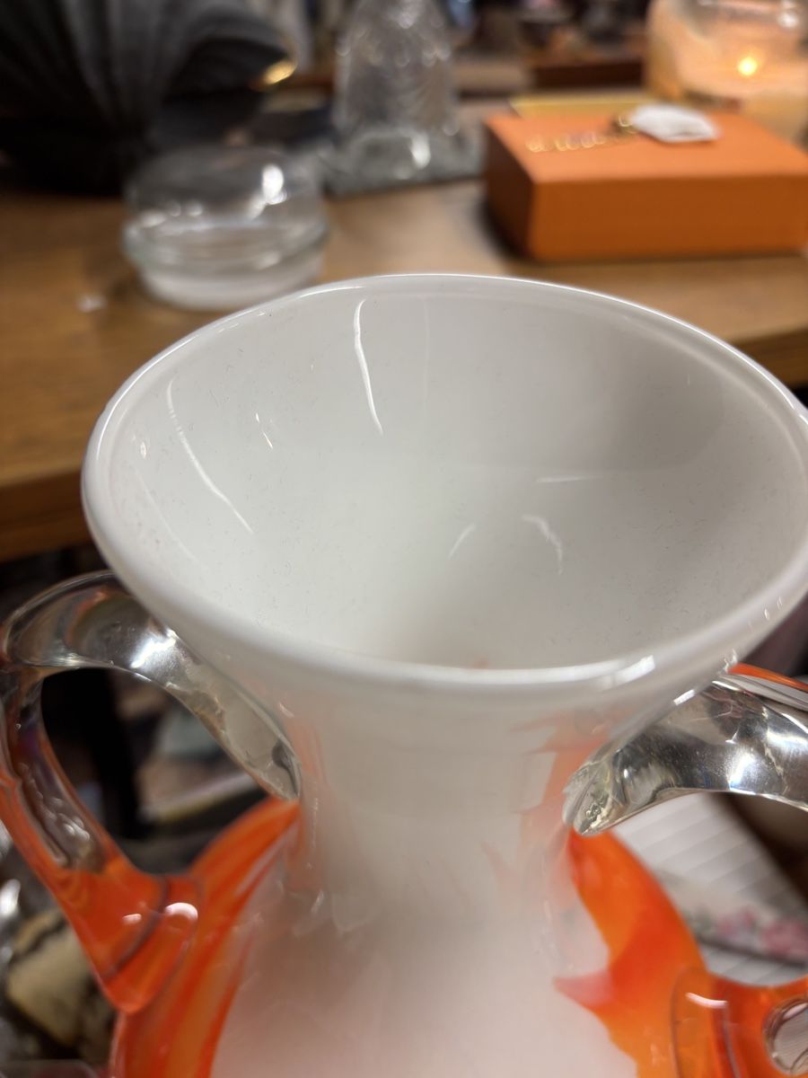 Murano Vasi & Recipienti: Große Murano Glasvase – Opalin Orange – Usato da Andermatt venduto da Diadiusdiana 5