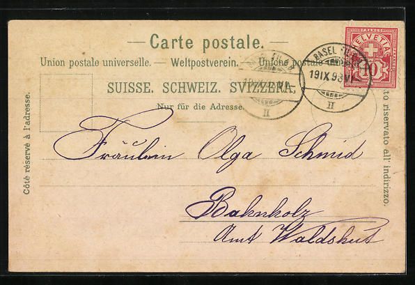 Cartoline postali: Litho Basel, Alte Rhein Brücke, Mission – Usato da Berlin venduto da bartko-reher 1