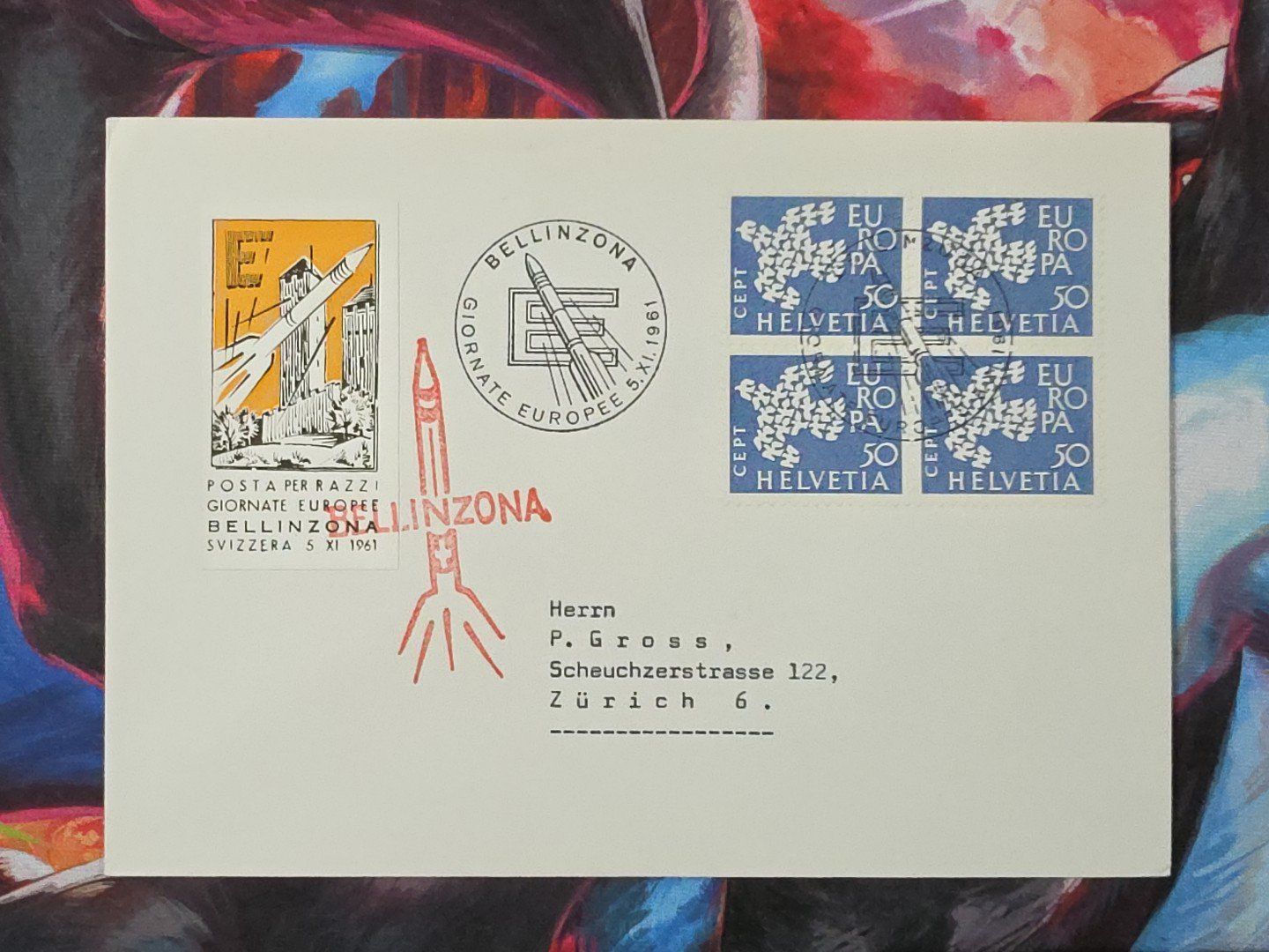 Tutti i francobolli: CL34 Enveloppe + Timbre Suisse 1961 – Usato da Cousset venduto da Patrick_Collections