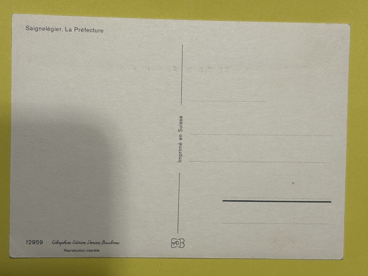 Cartoline postali: AK von Saignelègier La Préfecture – Usato da Rümlang venduto da Kartenpost1 1