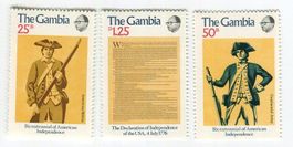 Briefmarken "Unabhängigkeitskrieg USA". Gambia