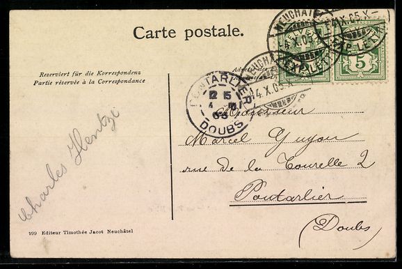 Ansichtskarten: AK Chaumont, Le Petit Hotel, 1905 – Gebraucht aus Berlin von bartko-reher 1