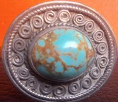 Bague turquoise style ethnique argentée 925