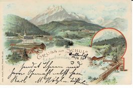 Gruss aus SCHULS GR sehr schöne Litho gel. 1898!