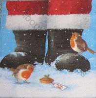 Serviette rotkehlchen auf santas stiefel (w369) 3Stk.