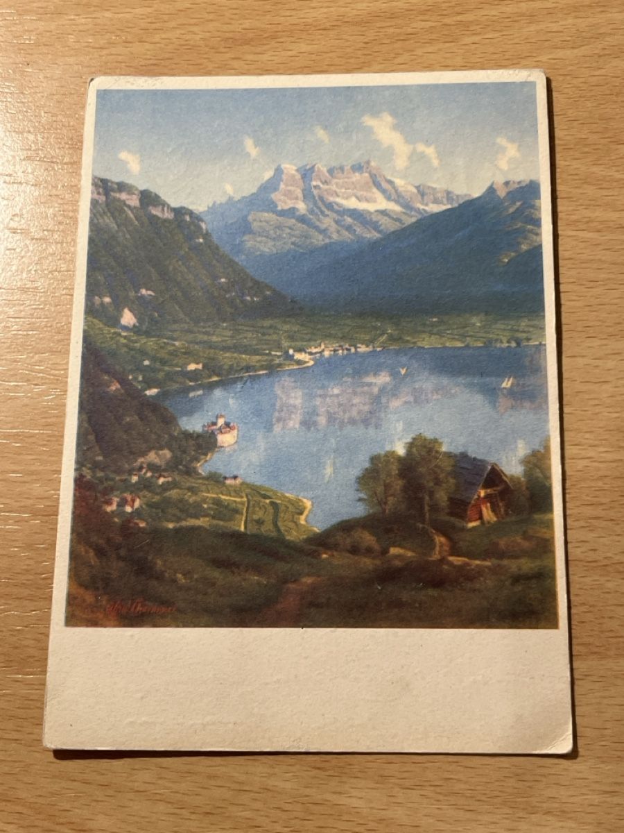 Cartoline postali: Alte Ansichtskarte Thunersee und Berge, gelaufen – Usato da Hinwil venduto da Chuan2
