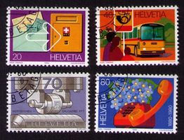 1980_645-48_PTT-Serie_POSTCHECK_POSTAUTO_DRUCK_TELEFON_ET