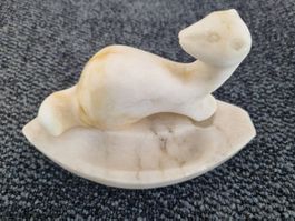 Edle Hermelin Figur aus Marmor, Vintage Deko