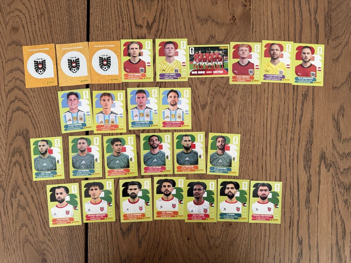 Panini Carte collezionabili: PANINI WM 2026 GRUPPE J AUT ARG ALG JOR – Nuovo (secondo la descrizione) da Sennhof Winterthur venduto da bibo11
