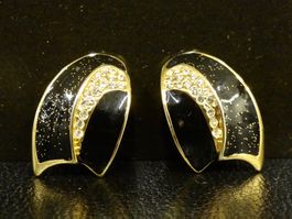 Vintage Ohrclips Clips Ohrschmuck Gold Strass 70er 80er 90er