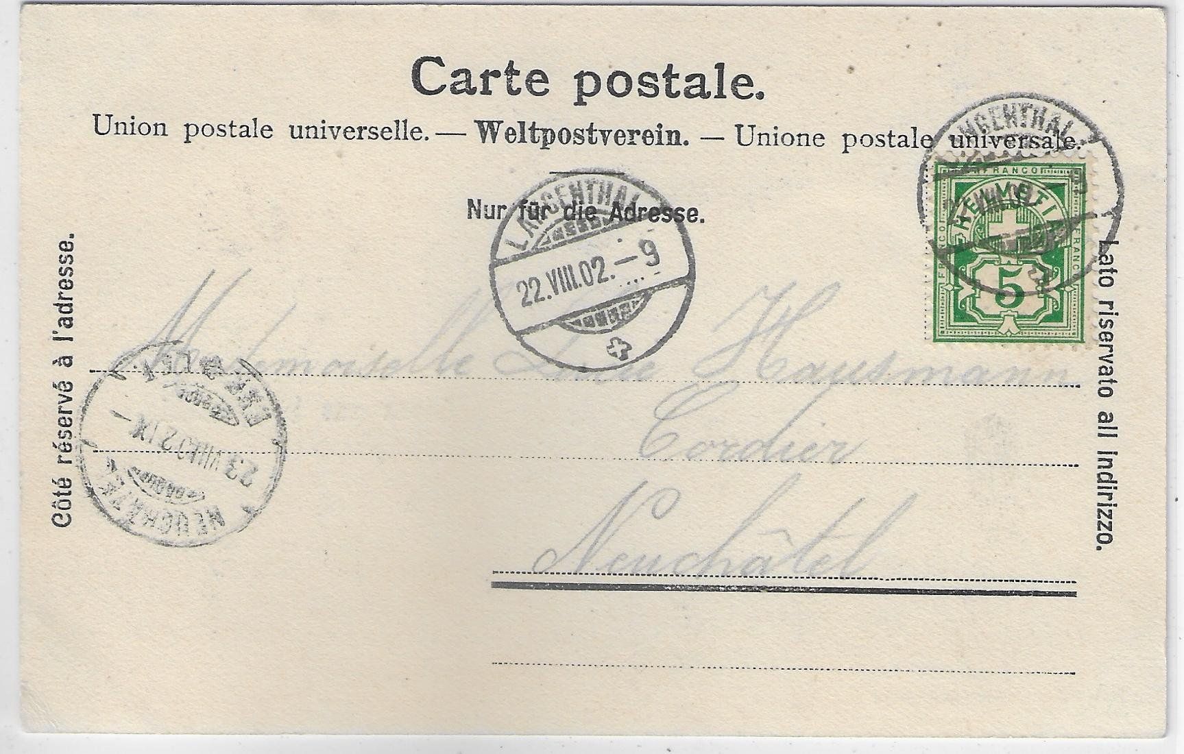 Cartoline postali: Gruss aus Langenthal - Multiview 1902 – Usato da Ettingen venduto da Kartenplanet 1
